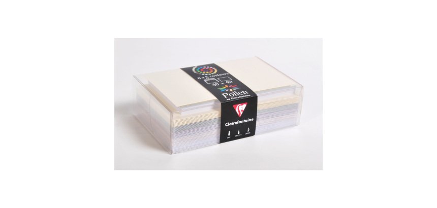 Coffret de 40 enveloppes Pollen 90 x 40 mm + 40 cartes 82 x 128 mm - Assortiment Mariage