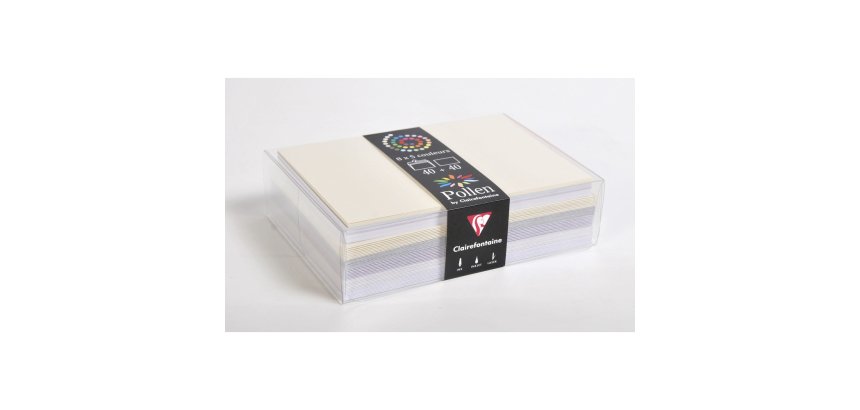 Coffret Pollen de 40 enveloppes 114 x 162 mm + 40 cartes 110 x 155 mm - Assortiment Mariage