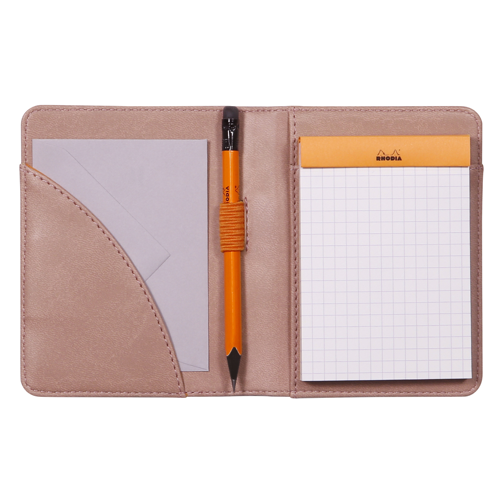 Porte-Bloc Rhodia N°16 - Format A5 (17.5x23.5cm) - Simili Cuir Italien - Couleur Sauge - Pour Carnets Et Bloc-Notes