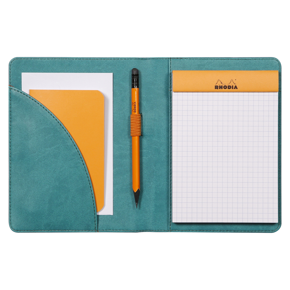 Rhodia Porte-Bloc N°16 Format A5 - Simili Cuir Italien Premium Couleur Sauge