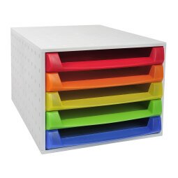 Schubladenbox THE BOX, 5 offene Schubladen, Linicolor - Regenbogen