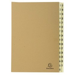 Multipart file with 31 sections printed 1-31 Forever Kraft - A4 - Brown kraft