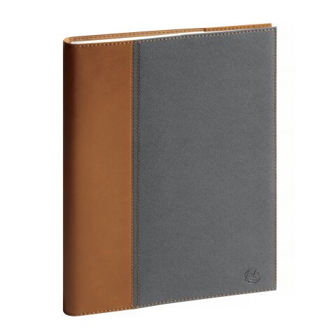 Agenda de bureau Eurotime 24S spiralé Denim 16 x 24 cm Semainier Janvier à décembre 2025 - Gris