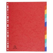 Intercalaires en véritable carte lustrée souple 225g/m2 FSC® avec 12 onglets neutres - Couleurs assorties