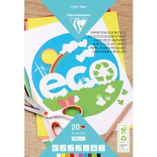 PAPIER COULEUR RECYCLÉ, Bloc de 20 feuilles 210g/m2 au format A4 (21x29 ,7cm), Assortiment - 10 couleurs - Assortiment