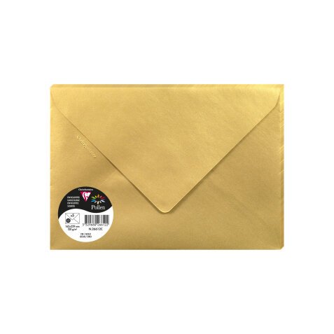 Paquet de 5 enveloppes Pollen 162x229mm 120g/m2 - Or