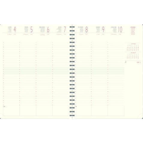 Recharge Agenda de bureau Eurotime 27S spiralé 21 x 27 cm Semainier Janvier à Décembre 2025