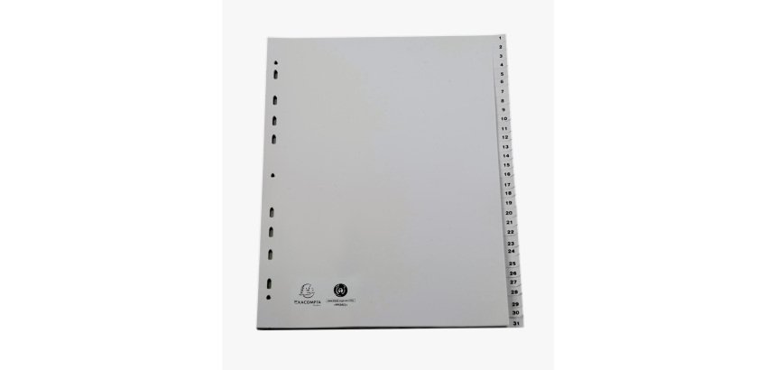 Intercalaire A4+ polypropylène gris Exacompta 31 onglets numériques gris - 1 jeu