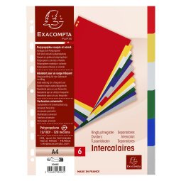 Divider Lightweight PP A4 6P ColouRed - Assorted colours
