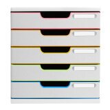 Module de classement Modulo Black Office 5 tiroirs fermés - Blanc/arlequin