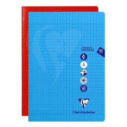 Cahier Travaux Pratiques piqué Mimesys A4 80 pages grands carreaux + uni couverture polypropylène Couleur aléatoire - Assortis