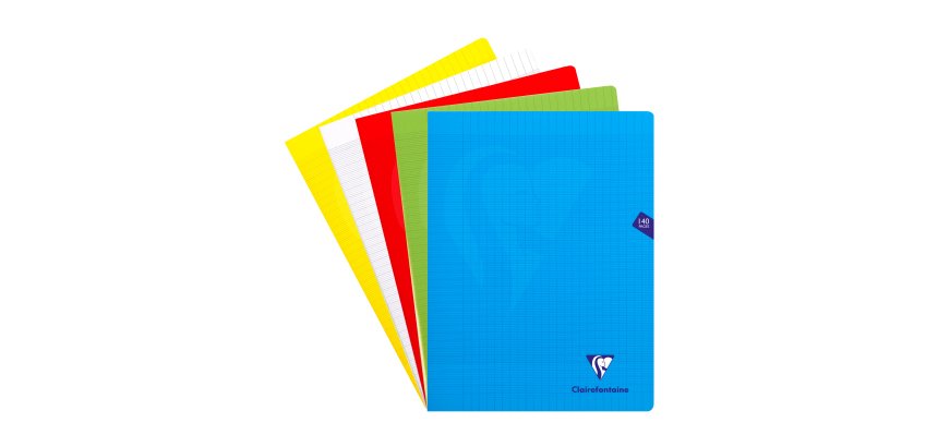 Cahier piqué Clairefontaine Mimesys 24 x 32 cm grands carreaux 140 pages  couleurs assorties