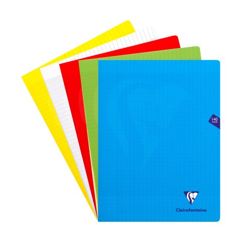 Cahier piqué Clairefontaine Mimesys 24 x 32 cm grands carreaux 140 pages  couleurs assorties