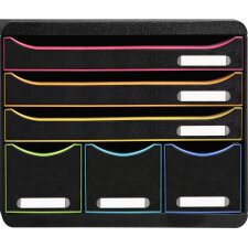 Module de classement Storebox 6 tiroirs Black Office - Noir/arlequin