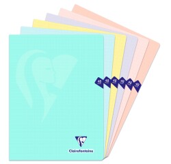 Stitched notebook Clairefontaine Mimesys Pastel 24 x 32 cm large squares 48 pages assorted colors