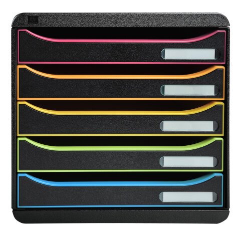 Módulo BIG-BOX PLUS con 5 cajones para documentos A4+, ultra-rígido y con stop de seguridad - 347x278x271 mm - Black Office