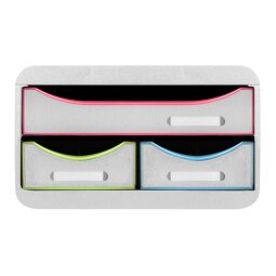 Module de classement Small-Box 3 tiroirs Black Office - Blanc/arlequin
