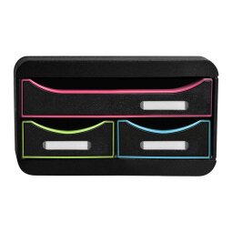 SMALL-BOX MINI 3 drawer black/harlequin/ - Black/harlequin