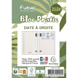 Bloc pratic date à droite 100% papier recyclé 8,2 x 12 cm par 10 - 2025 - Vert