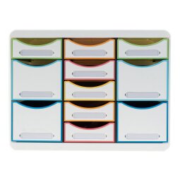 Moule de classement Storebox Multi 11 tiroirs Black Office - Blanc/arlequin