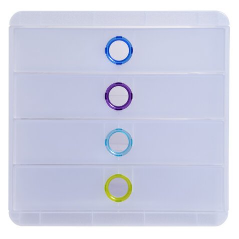 Module de classement Pop-Box 4 tiroirs Chromaline - Couleurs assorties