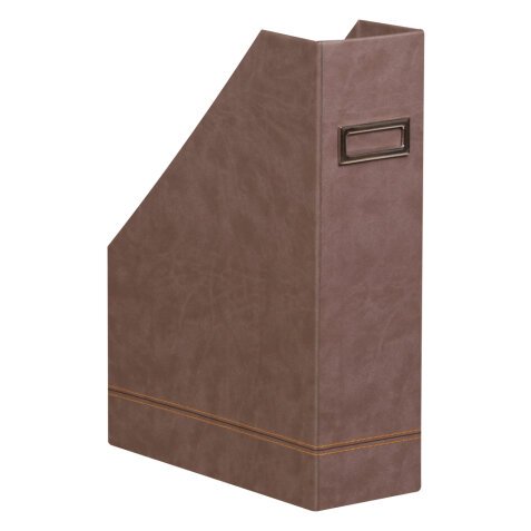 Rhodiarama Porte-revues, en similicuir,10x25x31 cm. - Chocolat