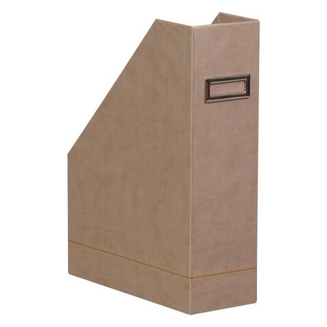 Rhodiarama Porte-revues, en similicuir, 10x25x31 cm. - Taupe