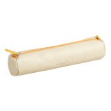 Rhodiarama trousse ronde simili cuir italien 5x21,5 cm - Beige