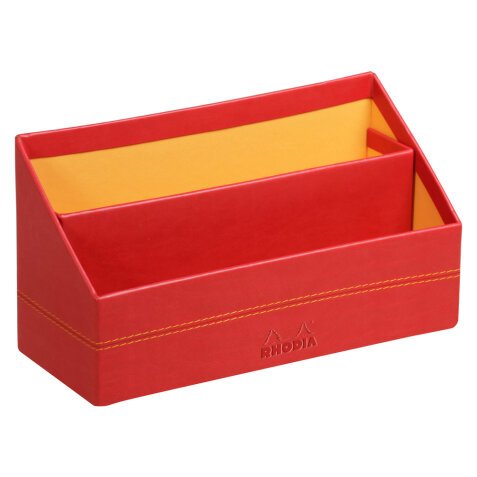 Rhodiarama porte-courrier simili cuir italien 25x10x14 cm - Coquelicot