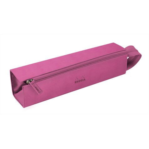 Rhodiarama trousse plumier simili cuir italien 23x5x5 cm - Fuchsia