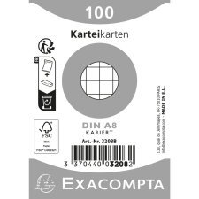 Paquet 100 fiches sous film - bristol quadrillé 5x5 non perforé 55x74mm - Blanc