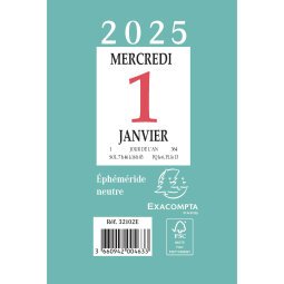 Bloc éphéméride neutre sans support 6,5 x 9,7 cm - 2025 - Vert