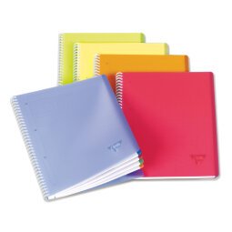 Cahier reliure intégrale Linicolor FRESH 24x32cm 160 pages petits carreaux 4 couleurs de bande couverture plastique polypropyène rainuré Couleur aléatoire - Assortis