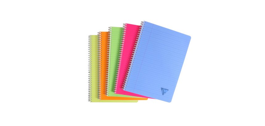 Cahier spirale Clairefontaine Linicolor fresh 21 x 29,7 cm 180 pages ligné + marge couverture plastique polypropyène rainuré Couleur aléatoire - Assortis