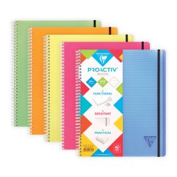 Proactiv'Book Linicolor FRESH cahier reliure intégrale A4+ 160 pages détachables perforé 4 trous ligné + marge + cadre en-tête + 1 pochette trieur couverture plastique polypropyène rainuré Couleur aléatoire - Assortis