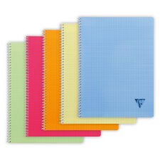 Cahier reliure intégrale Linicolor FRESH 24x32cm 100 pages grands carreaux couverture plastique polypropyène rainuré Couleur aléatoire - Assortis