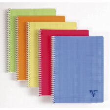 Cahier reliure intégrale Linicolor FRESH 24x32cm 100 pages petits carreaux couverture plastique polypropyène rainuré Couleur aléatoire - Assortis