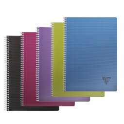 Cahier reliure intégrale Linicolor INTENSIVE A4 100 pages grands carreaux couverture plastique polypropyène rainuré Couleur aléatoire - Assortis