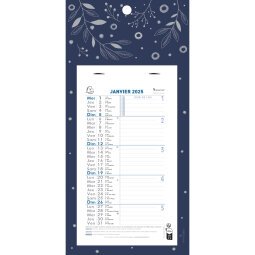 Calendrier mensuel avec feuillets détachables 15,5 x 28,5 cm sur carte illustrée Végétal 19 x 41 cm 2025 - Bleu