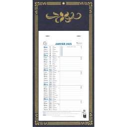 Calendrier mensuel Skytos avec feuillets détachables 13 x 23 cm support plaque imprimée 16 x 33 cm 2025 - Couleurs assorties