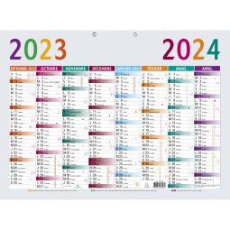 Calendrier Multicolore 55 x 40,5 cm Septembre 2024 à Décembre 2025 - Multicolore