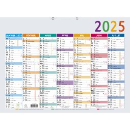 Calendrier Multicolore 55 x 40,5 cm Semestriel 2025 - Multicolore