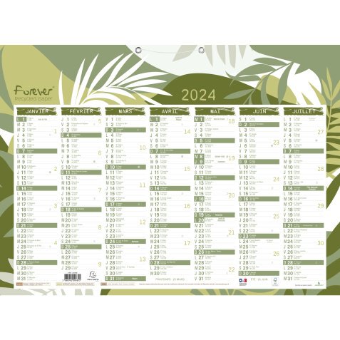 Calendrier Forever recyclé 55 x 40,5 cm Semestriel 2025