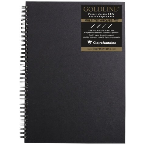 Goldline carnet spiralé 64F A3 140g F - Blanc