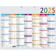 Calendrier Multicolore 43 x 33,5 cm Semestriel 2025 - Multicolore