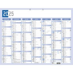 Calendrier Bicolore 43 x 33,5 cm Semestriel 2025 - Bleu et gris