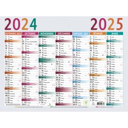 Calendrier Multicolore 29,5 x 22 cm Septembre 2024 à Septembre 2025 - Multicolore