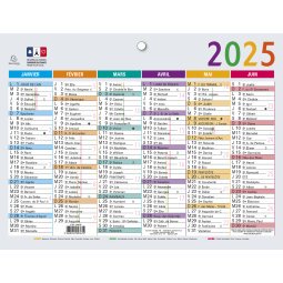 Calendrier Multicolore 13 x 17 cm Semestriel 2025 - Multicolore