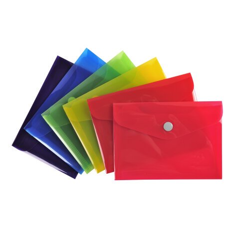 Exacompta Iderama PP Press-Stud Pocket Envelope, B7 Size - Assorted colours