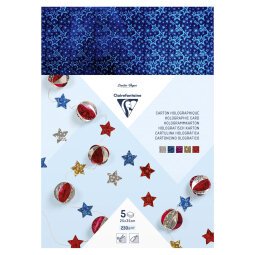 CARTON HOLOGRAPHIQUE, Sachet de 5 feuilles 230g/m2 au format 25x35cm - Assortiment